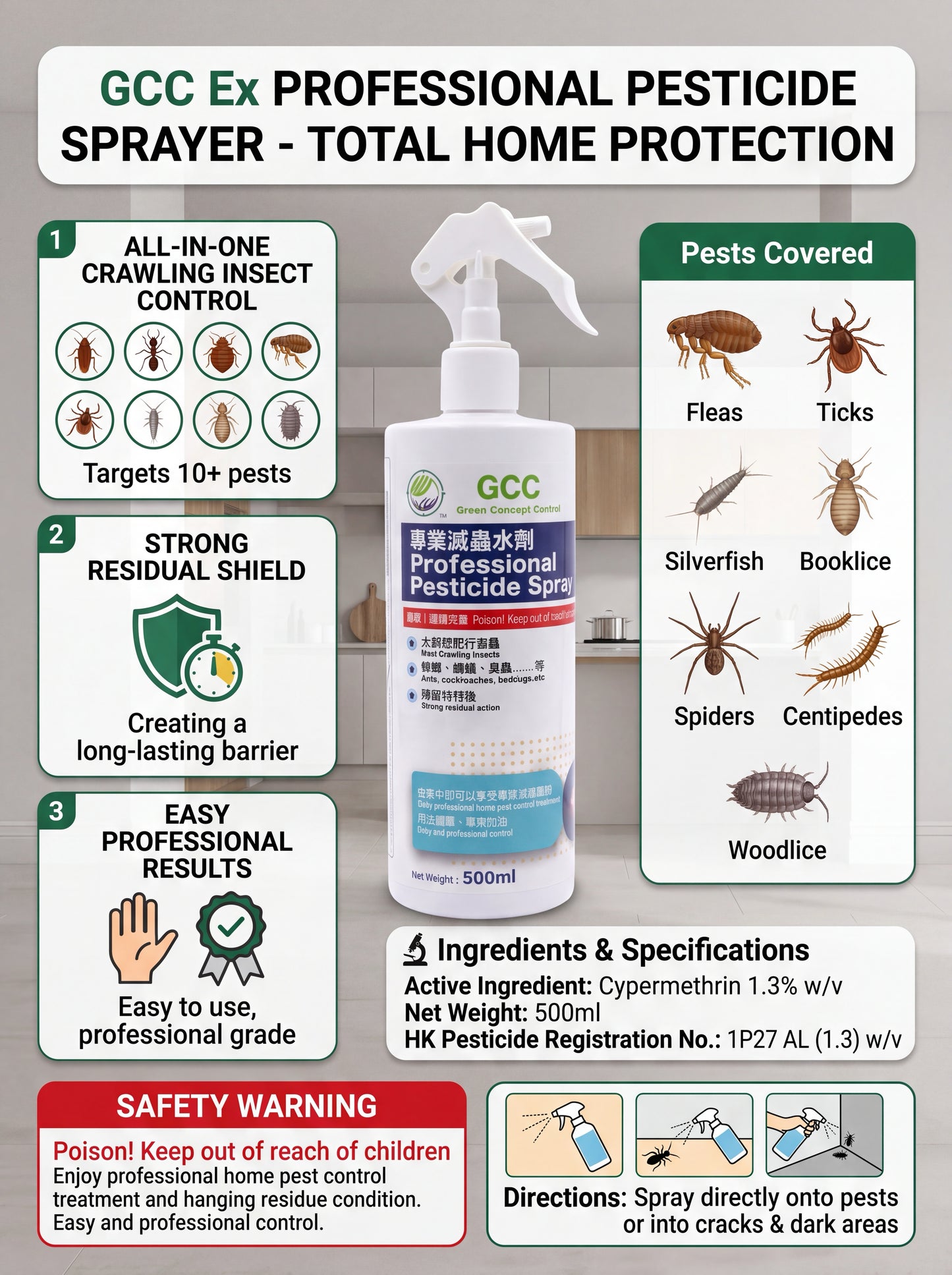 GCC Ex Professional Pest Control Concentrate (Total Kill) 500ml
