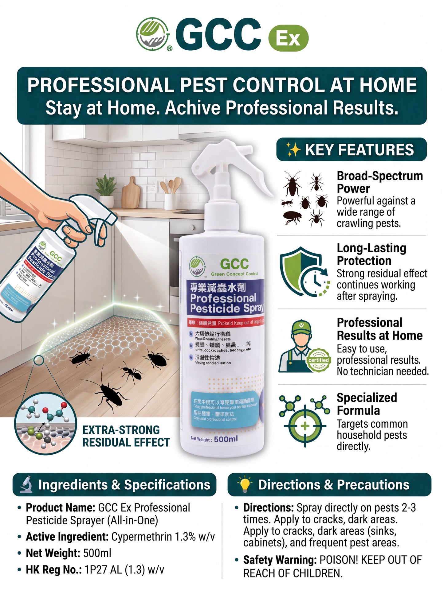 GCC Ex Professional Pest Control Concentrate (Total Kill) 500ml