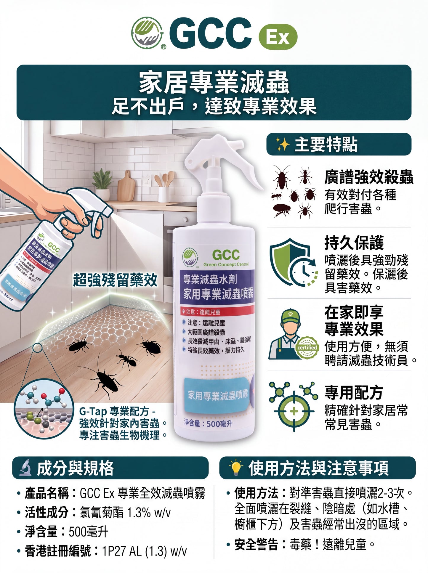 GCC Ex Professional Pest Control Concentrate (Total Kill) 500ml